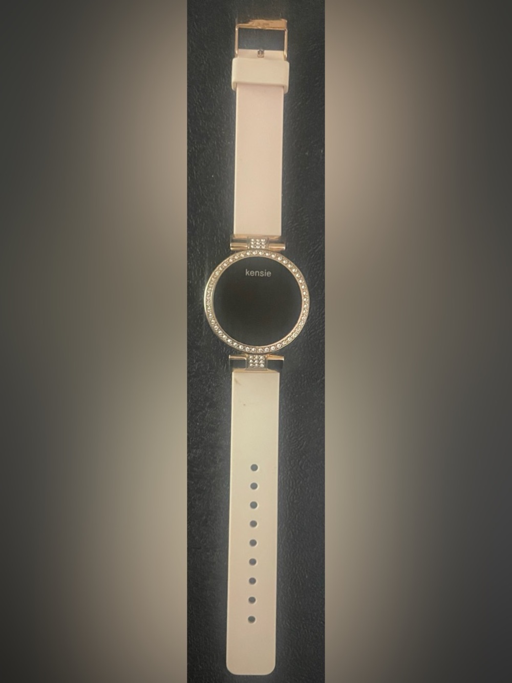 kensie Pink Strap Gold Crystal-Trim Smartwatch